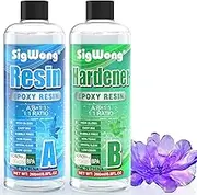 Epoxy Resin Clear Crystal Coating Kit 17.6oz - 2 Part Casting Resin for Art, Craft, Jewelry Making, River Tables, Bonus Gloves, Measuring Cup, Wooden Sticks, Gold Foil Flakes and Tweezers