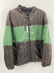 Zara Mens L Reversible Puffer Full Zip Winter Coat Jacket Tribial Print