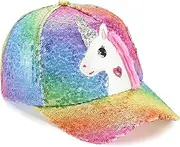 [WAWSAM] Girls' Baseball Cap Adjustable Kids Snapback Trucker Cap Cotton Girls Baseball Hat Sun Hat, Purple & Green, 3-8 Years