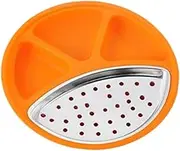 WeiLaiKeQi Drain Oil Pan Fried Food Server Taco 4 Grid Sushi Barbecue Food Oil Strainer Snack Serving Dish Chips and Dip Plate, Orange