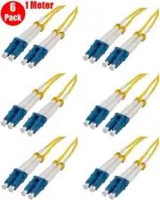 6 Pack 1 Meter 1M LC UPC to LC UPC Single Mode 9/125 Fiber Optic Patch Cable 3Ft