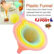 5x Liquid Colorful Plastic Funnel Small Medium Liquid Set Oil Large Variety KIW