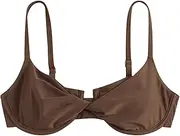 [ZAFUL] Women's Twist Front Bikini Sets Underwire Tie Back Bikini High Waisted Two Piece Swimsuit