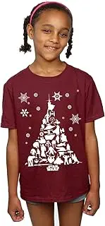[Absolute Cult] Star Wars Girls Christmas Tree T-Shirt Burgundy 12-13 years