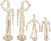 OLYCRAFT 4PCS Wooden Joint Model Wood Figure Artists' Manikin Drawing Figure Model with Flexible Joints Human Mannequin Sketch Art Drawing Model Artist Model -- 8 & 6 & 5 Inch