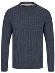 Tokyo Laumdry Alonso Chunky Cable Knit Jumper Pullover Sweater in Navy Twist Size Large