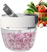 Ourokhome Vegetable Chopper Manual Food Processor, Kitchen Mini Portable Hand Pu