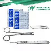 Suture Stitch Scissors 4.5"+Scalpel Handle #3 + 10 Surgical Blades #10