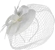 [Ipetboom] Fascinator Hat with Mesh Veil Elegant Tea Party Headband Hair Clip for Weddings Banquets Special Occasions Beautiful Accessory for Ladies