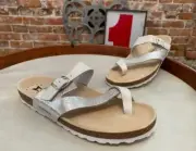 Mephisto White Leather Toe Loop Slide Sandals Nalia 41 11 New