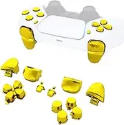 eXtremeRate Replacement D-pad R1 L1 R2 L2 Triggers Share Options Face Buttons, Chrome Gold Full Set Buttons Compatible with ps5 Controller BDM-010 & BDM-020