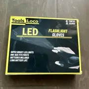 LED Flashlight Fingerless Gloves for Fixing Car Camping Handyman One Size