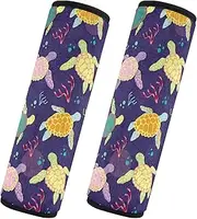 Car Seat Belt Pads Covers 2 Piecing Breathable Car Safety Seat Belt Strap Shoulder Pad Backpack Shoulder Strap Pad Cover Car Accessories for Adults and Kids M Seamless Sea Turtles Algae