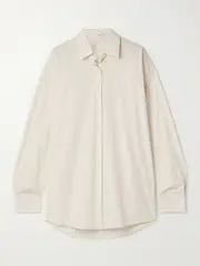 [The Row] The Row - Caster Oversized Striped Cotton-poplin Shirt - Off-white - US14 US 14 Off-white