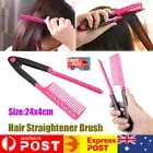 1/2x Straightener Styling Folding Straightening Brush V Comb Salon Hairdressing