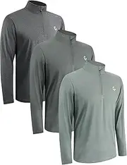[JumGear-Life] 3Pack Quarter 1/4 Zip Pullover Men Dry Fit Sweatshirts Long Sleeve Running Athletic Golf Work Out Gym Shirt