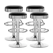 Artiss 4x Bar Stools Leather Padded Gas Lift Silve