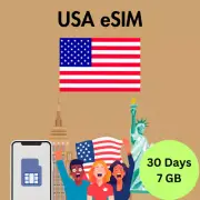 USA Prepaid Travel eSIM Card 7GB Data 5G & 4G Lte 30 Days