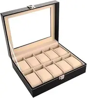 [CFZSALK] Watch Box Watch Holder 10 Slots Watch Box For Men Watch Display Storage Box Case With Removables Watch Organizer Watch Case KeYJ
