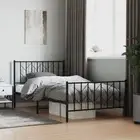 Metal Bed Frame with Headboard and Footboard Black King Single