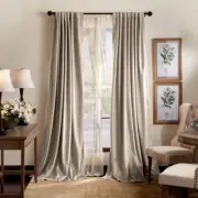 Martha Stewart Lucca Velvet Blackout Curtains - Panel Pair 84-in - Linen