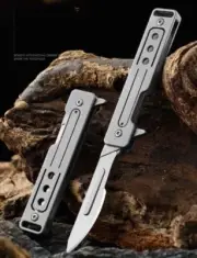 Mini Pocket Folding Utility Knife Scalpel Blade Outdoor Camping Keychain Tools