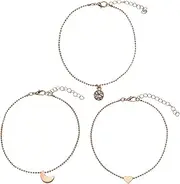 [LAXTO] Bracelets,Bracelet Jewellery,Anklet String Charm,Men's Leather Bracelet Bohemian Scallop Set Pieces Fashion 3 Style S-imple Color Beaded Anklet Rice Anklet of The Rings were (Color : Gold)