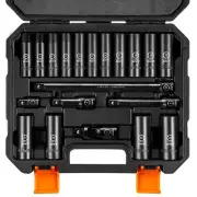 BOEN 1/2" Drive Metric Deep Impact Socket Set, 20 Piece Cr-V Steel Metric Soc...
