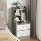 Bedside Table Bedroom Nordic Light Gray & White, 2 Drawers, Curved Sides, WT-47