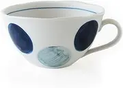 Hasami Ware CtoC Japan Karui Soup Cup, Hand Painted Round Crest Blue, W 5.7 x D 4.7 x H 2.6 inches (14.4 x 12 x 6.6 cm), 14.1 fl oz (410 cc)