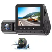 3 Cameras Dash Cam Car DVR Dashcam 2.4in HD 1080P Front/Inside/Rear Recorder