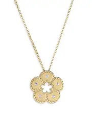 Roberto Coin 18K Yellow Gold Daisy Diamond Flower Pendant Necklace, 16-18 - Exclusive