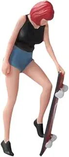 Ｓｉｍｈｏａ 1/64 Miniature Figure Skateboard Girl Trendy Resin Tiny People Figurine People Figure for Model Trains Projects Ornament
