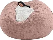 Large Bean Bags Chair Cover (No Filler, Cover Only) - Round Faux Fur Beanbag Chairs Soft Sofa Without Filling - Ultra Soft and Fluffy, for Adults, Machine Washable,N-5FT