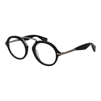 Yohji Yamamoto YO-1035530 Men Black Optical Frame Plastic Solid Round Eyeglasses