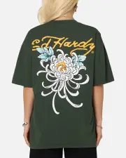 [ED HARDY] Ed Hardy Golden Bloom T-shirt Pine Green - Size S S Pine Green