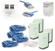4X 4 USB PORT AC WALL ADAPTER+10FT CABLE POWER CHARGER BLUE FOR IPHONE IPOD IPAD