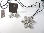 J.JILL SNOWFLAKE NECKLACE/EARRING SET NECKLACE 24" +