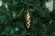 Hand Blown Glass Hot Dog, Weiner Christmas Ornament