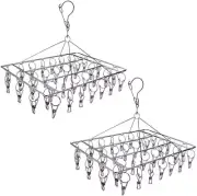 2 Pack Stainless Steel Sock Drying Rack, 72 Clips for Sock, Underwear, Laundry