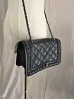 Badgley Mischka Vegan Leather cross body bag, Black, black strap w/ metal chain