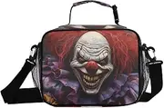 Scary Clown Eye Nose Insulated Lunch Box for Women Men - Ideal for Work, Picnics - Includes Adjustable Shoulder Strap