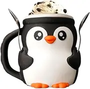 Penguin Cream Pint Holder | Penguin ICES Creams Tubs Sleeve | Leak Proof Dispenser Container | Portable Reusable Pint Holder, Cute Stand for Toddler Girls, Fun Cream Accessories