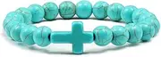 [FEATUR] Stone Round Loose Beads,Beaded Bracelet Bangle with,Natural Gemstone Beaded, Blue Turquoises Natural Stone Cross Elephant Circle Man Bead Bracelets Women Bracelet Jewelry Accessories Gifts for Girl (