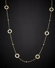 14K Italian Gold Bead & Circle Station Necklace