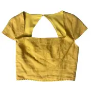 FOREVER 21 Mustard Gold Yellow Scrunch Open Back NWT Top Blouse Small Cropped