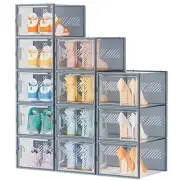 Shoe Storage 12 Pack X-Large Shoe Organizer for Closet Shoe Boxes Clear Plast...