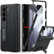 Samsung Galaxy Z Fold 5 Case with Pen Holder, Leather Case - Black