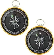 Yardwe 1 Pair Compass Keychain Camping Compass Hiking Small Compass Small Compass for Hiking Compass for Mini Compass for Outdoor Compass for Hunting Compasses Golden Aluminum Alloy