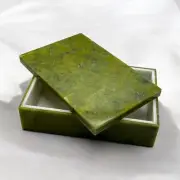 High-Quality Hand-Carved Jade & Marble Jewelry Box – Large Size, Crystal Stone